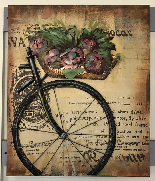 Bike with Basket and Flower 3D Art